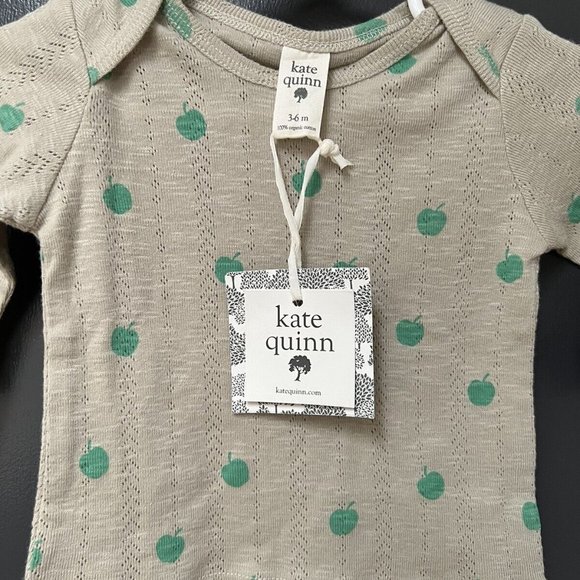 NWT Kate Quinn Organic Cotton Tan Apple Long Sleeve| Size 3-6 Months - Picture 3 of 4